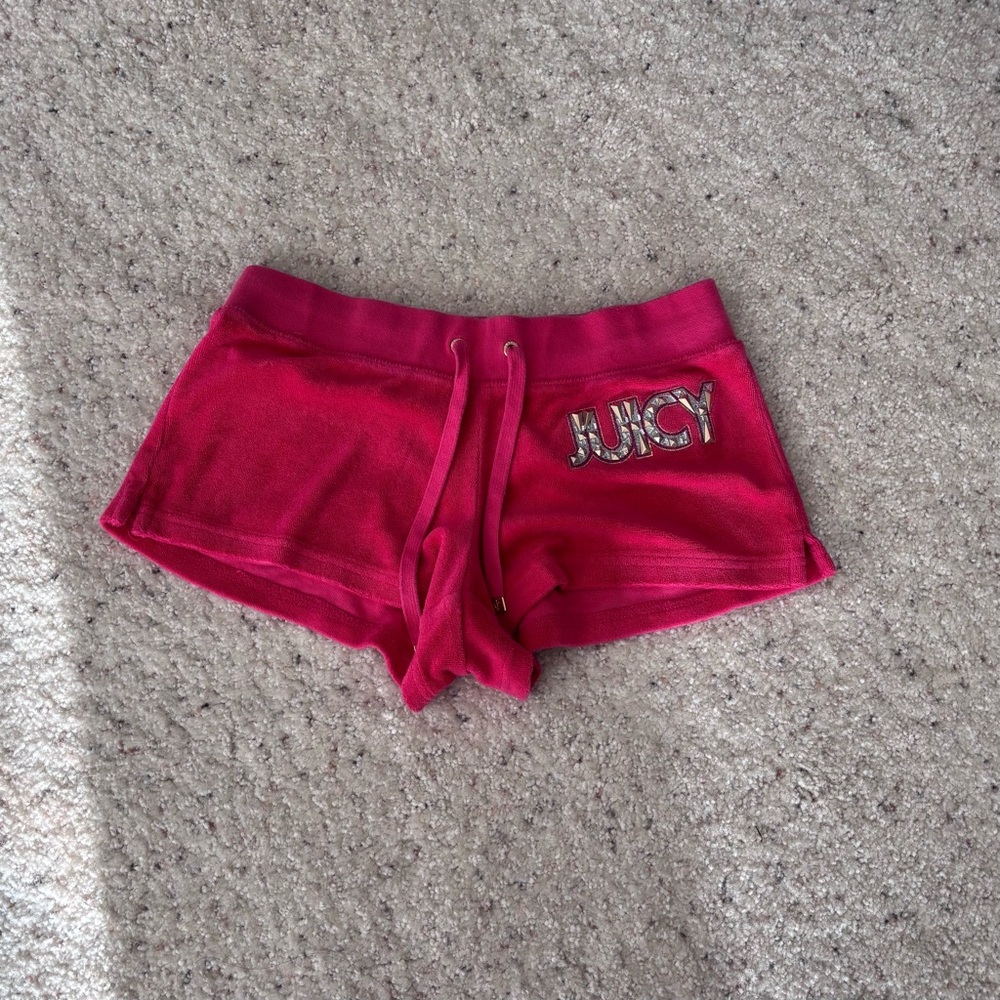 **SOLD** Juicy Couture Terry hot pink Embellished Shorts